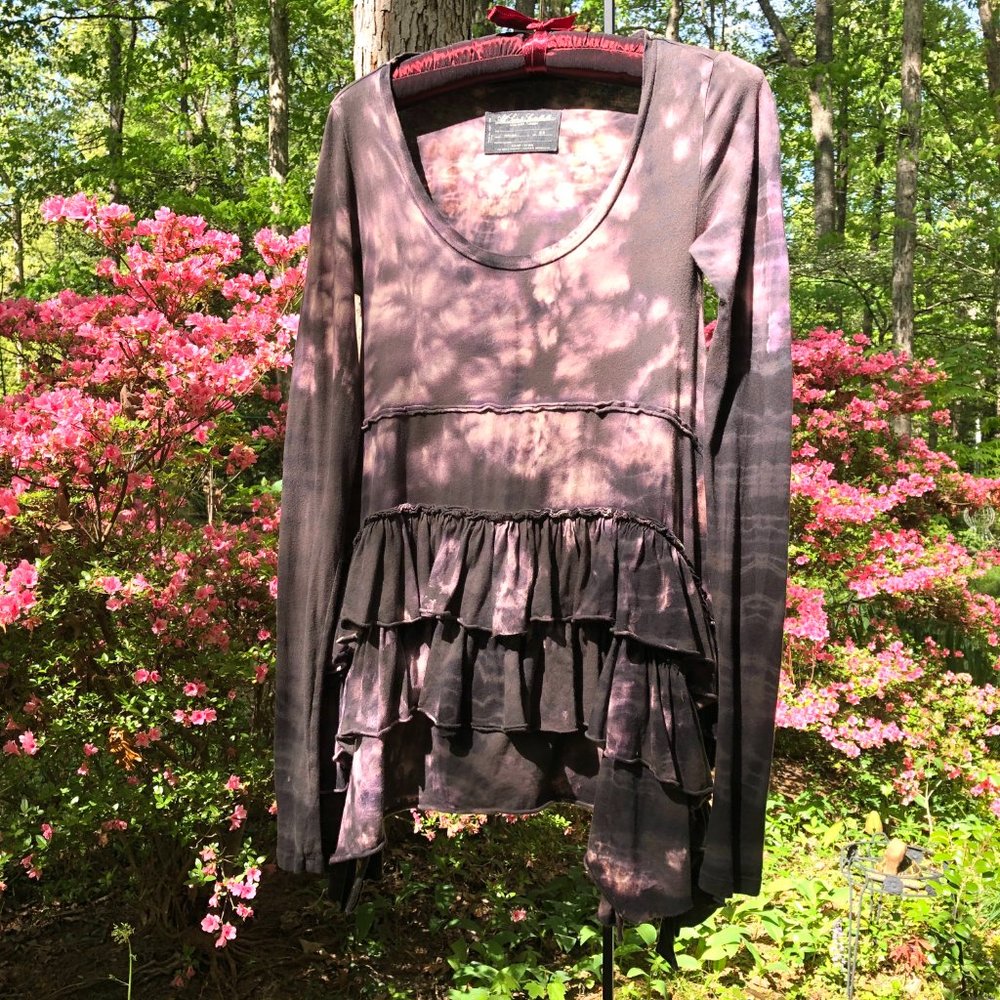 All Saints Vintage Tie Dye Ruffle Tunic Small